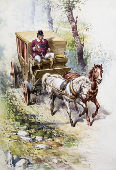 Carrosse tiré par des chevaux - English School